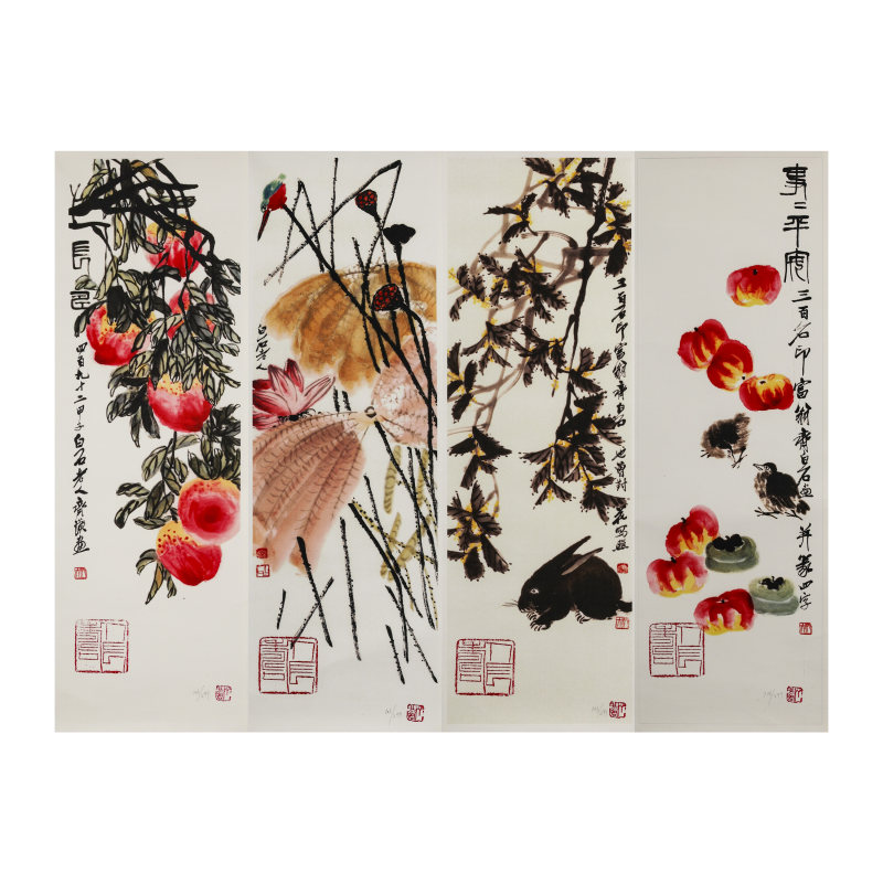 齐白石 花鸟四条屏